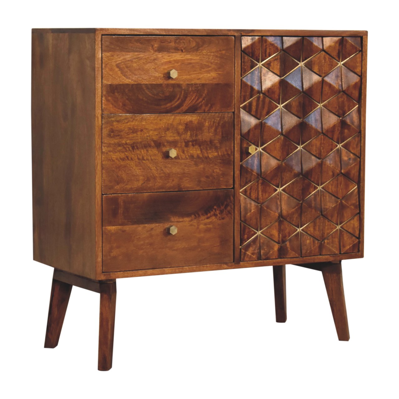 Chestnut Cubed Brass Inlay Cabinet - Image 2
