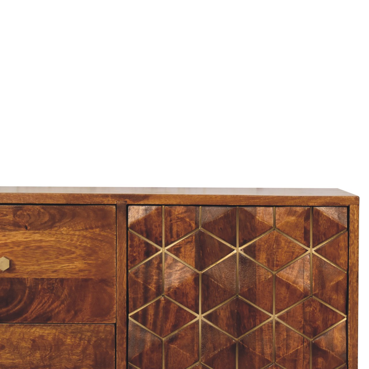 Chestnut Cubed Brass Inlay Cabinet - Image 3