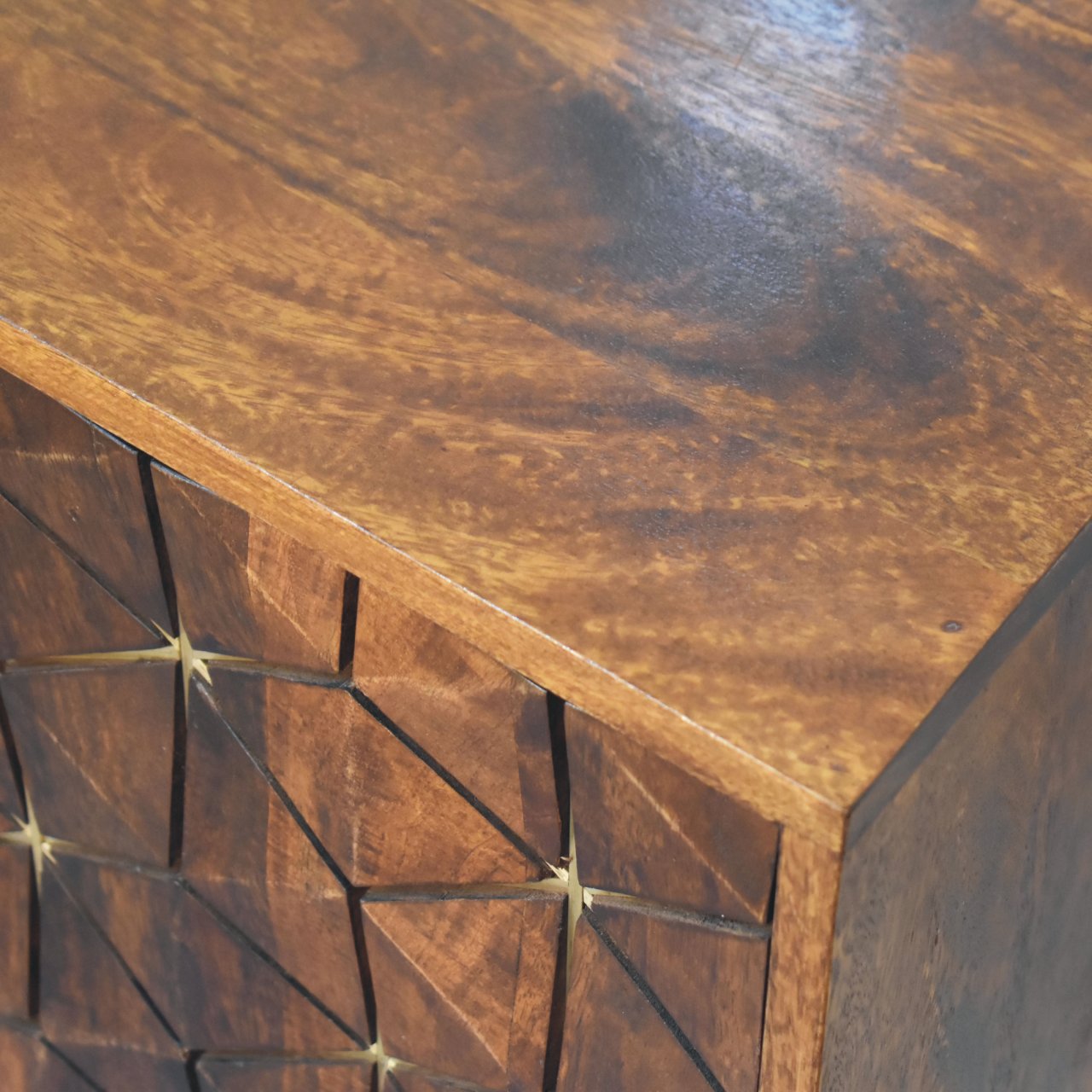 Chestnut Cubed Brass Inlay Cabinet - Image 4