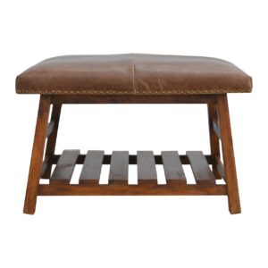 Buffalo Hide Square Foot Stool