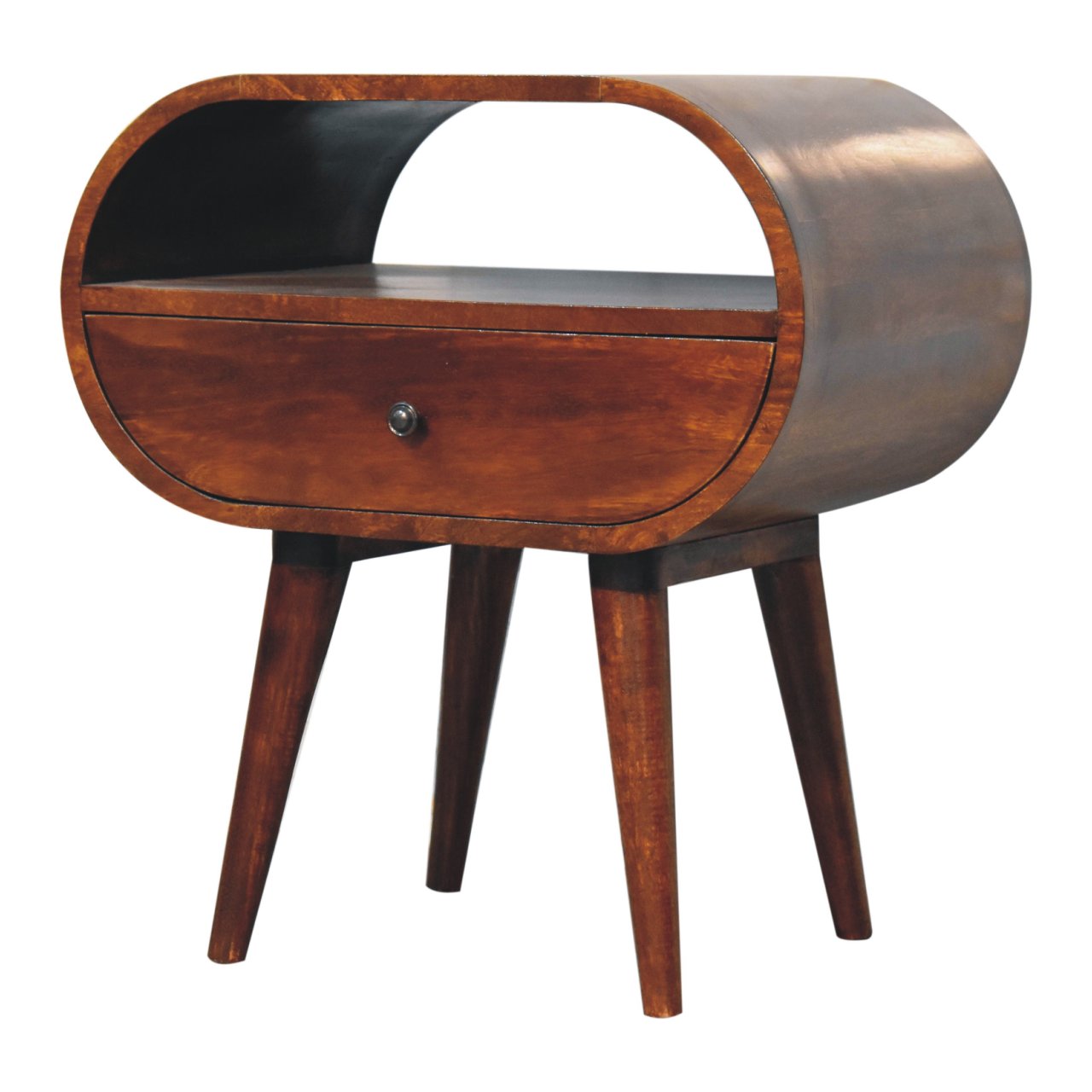 Large Chestnut Circular Open Bedside - Image 2