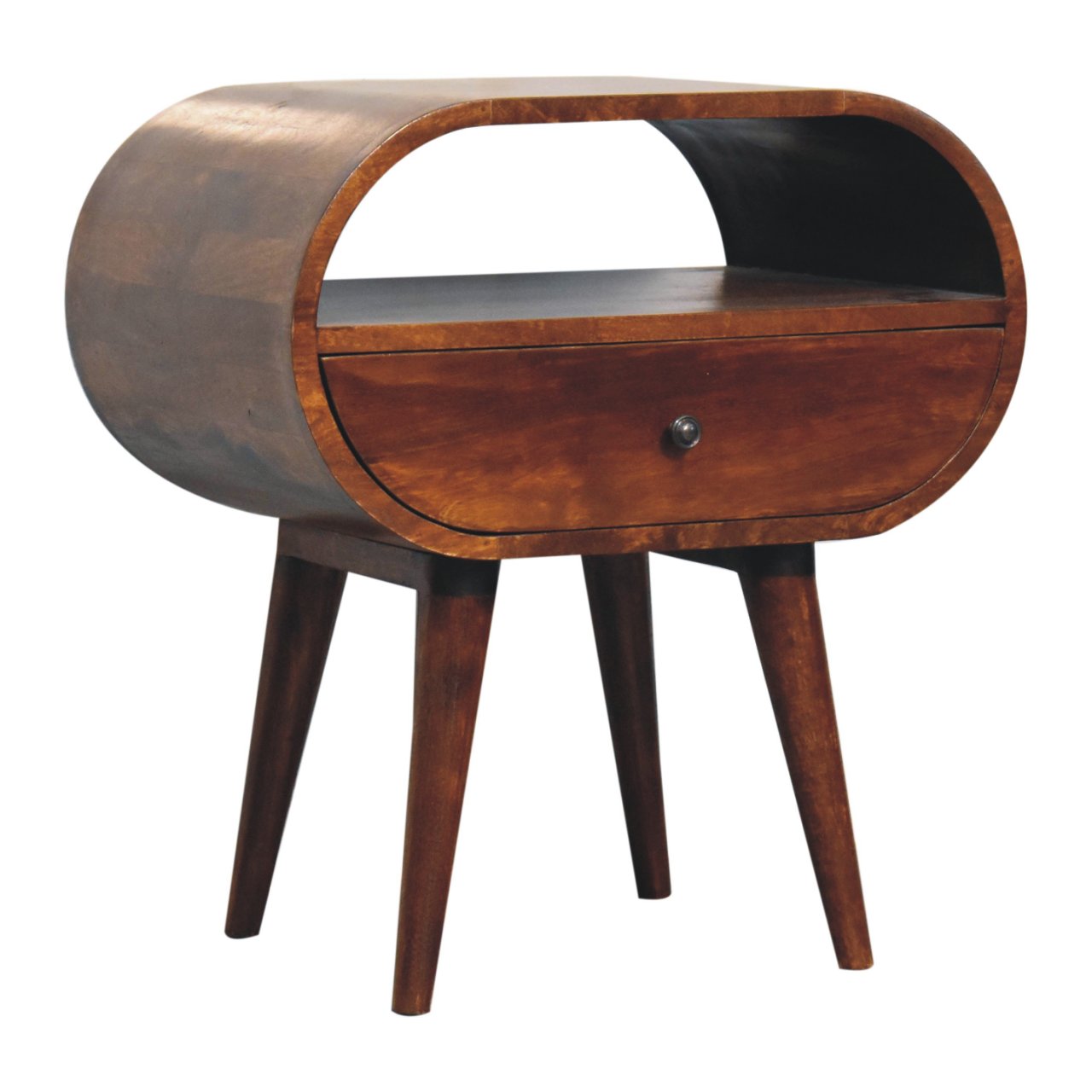 Large Chestnut Circular Open Bedside - Image 3