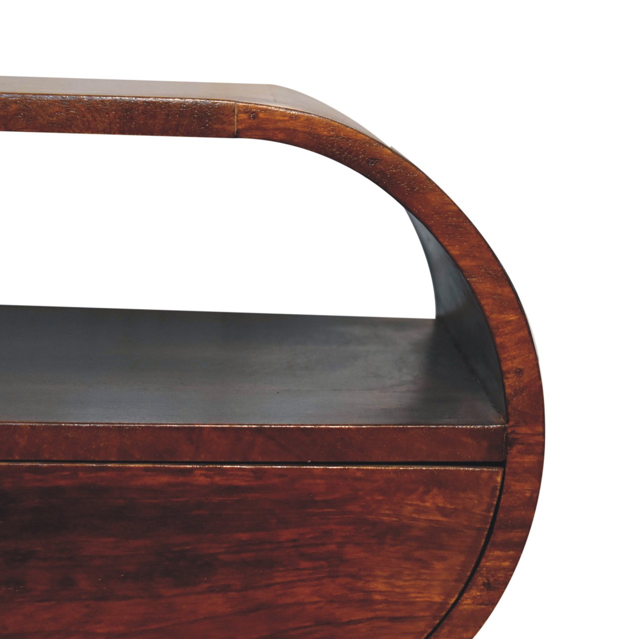 Large Chestnut Circular Open Bedside - Image 4