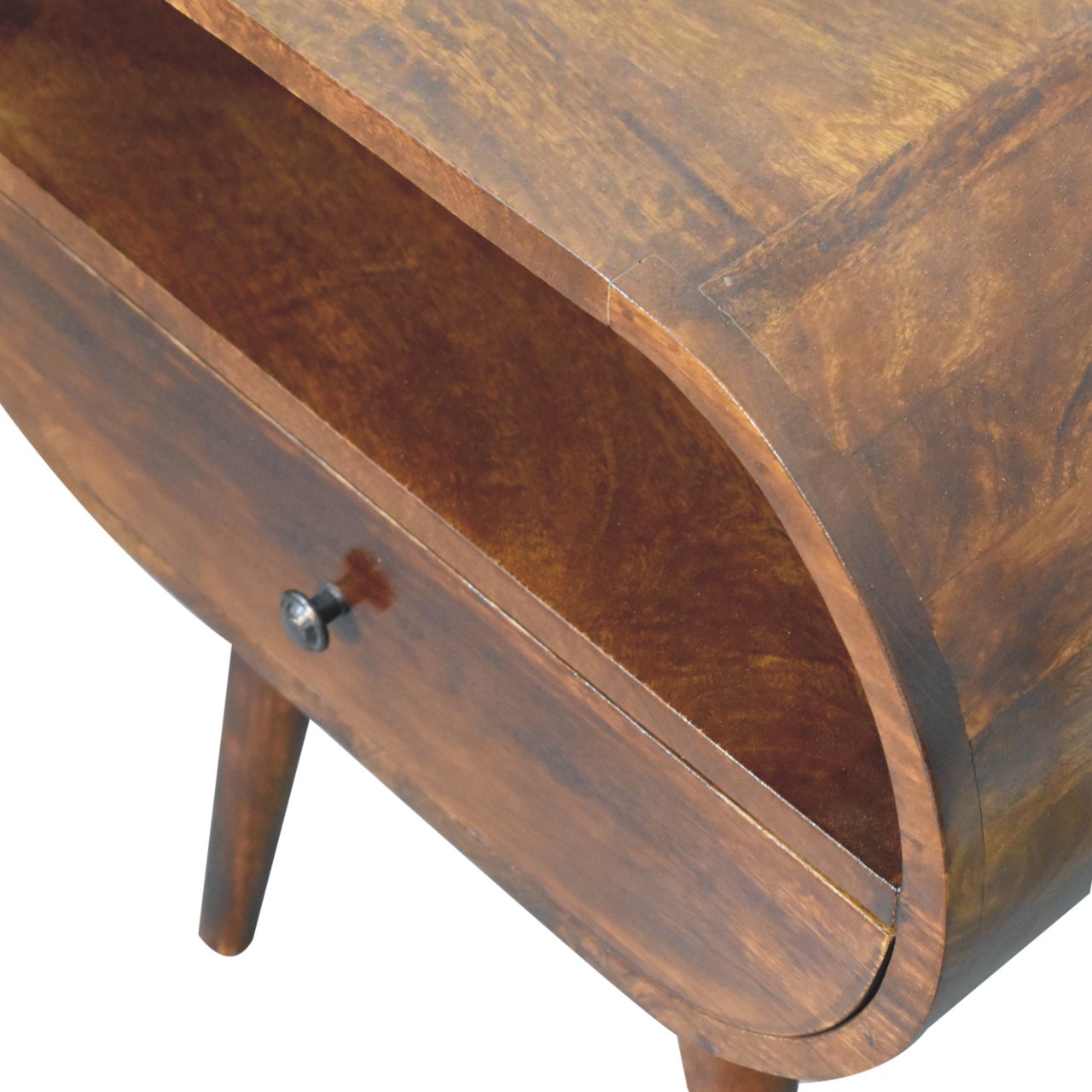 Large Chestnut Circular Open Bedside - Image 5