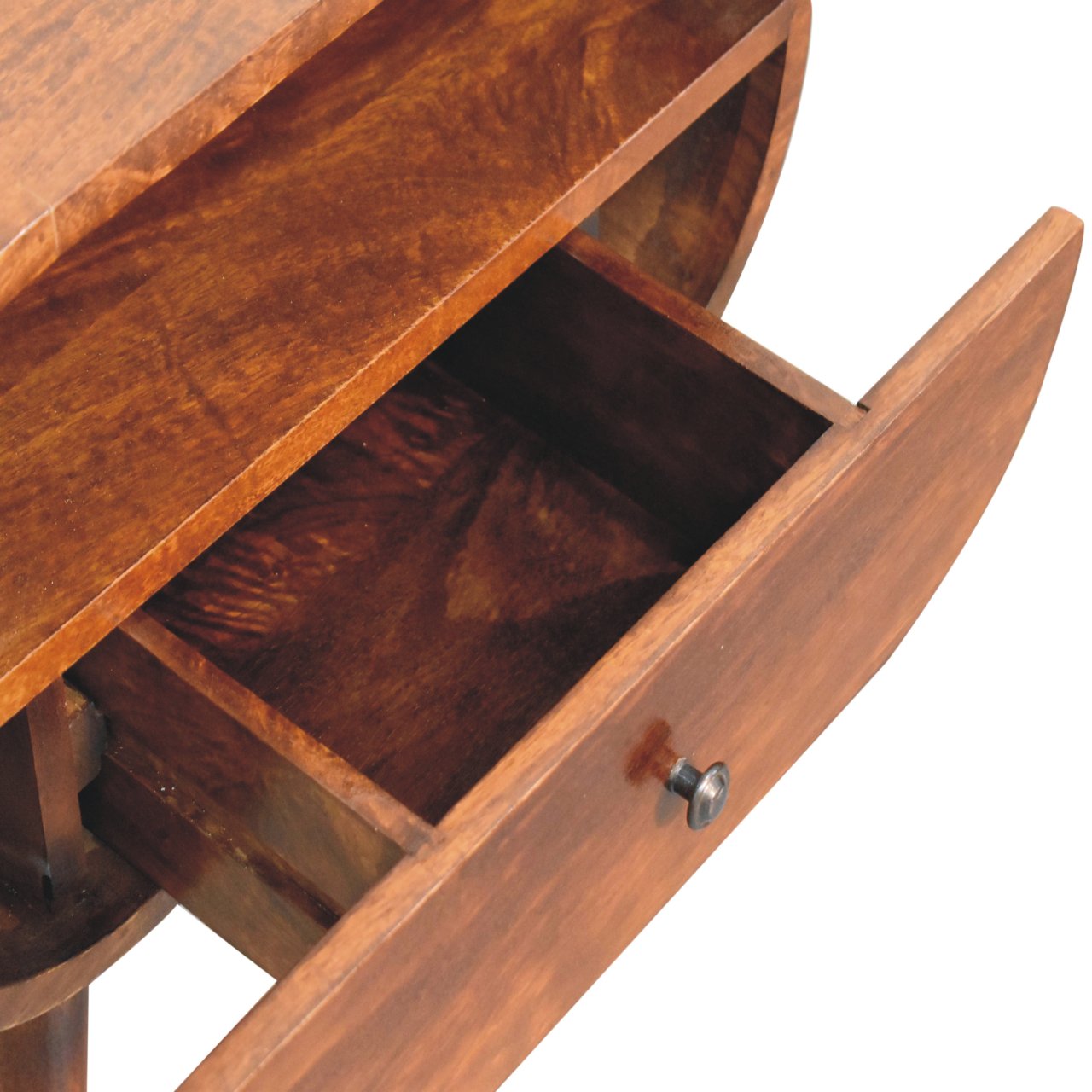 Large Chestnut Circular Open Bedside - Image 6