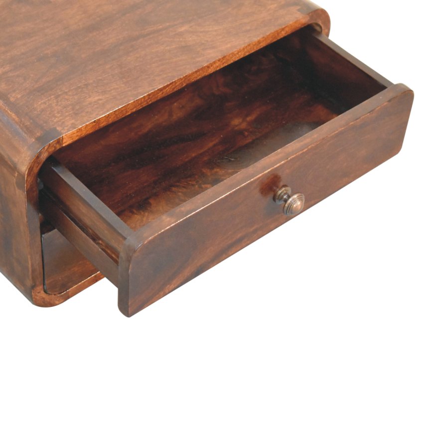 Curved California Walnut Wall Mounted Bedside - Image 6